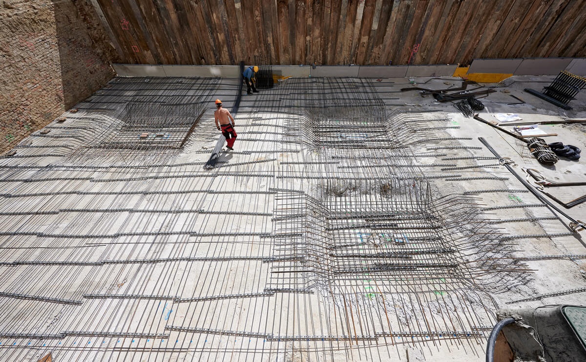 Fundament mit Bewährungsstahlgitter